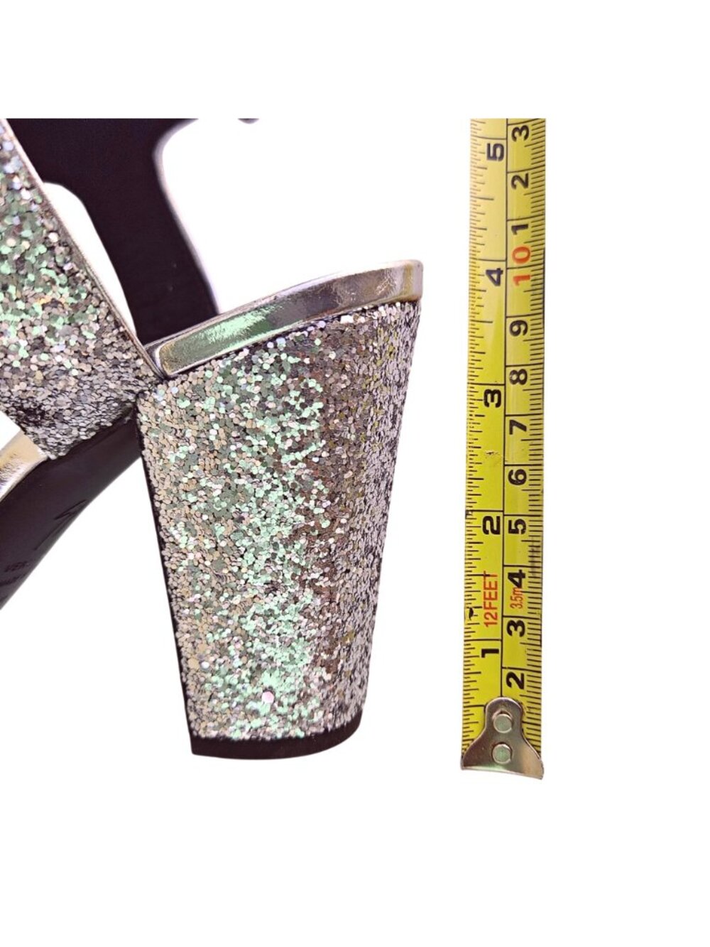 Giuseppe Zanotti Design Silver Glitter Block Heel Strap Sandal Italy EU40 /US 9 - Picture 7 of 11